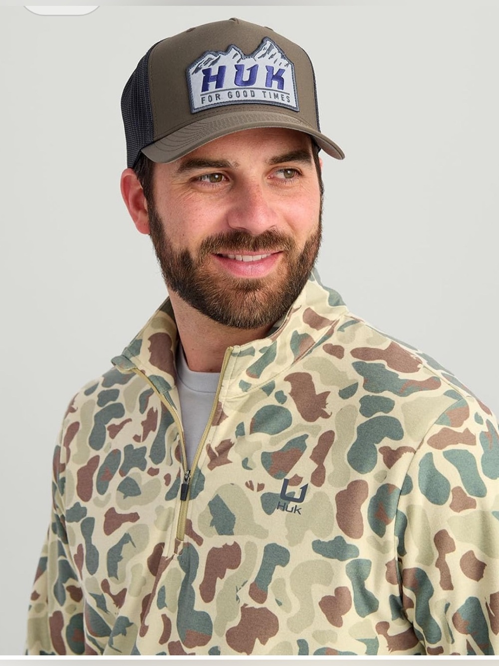 🎣 Huk KC Camo Print Leeward Lightweight Fleece 1/4 Zip Pullover – Men’s Medium - Picture 3 of 8